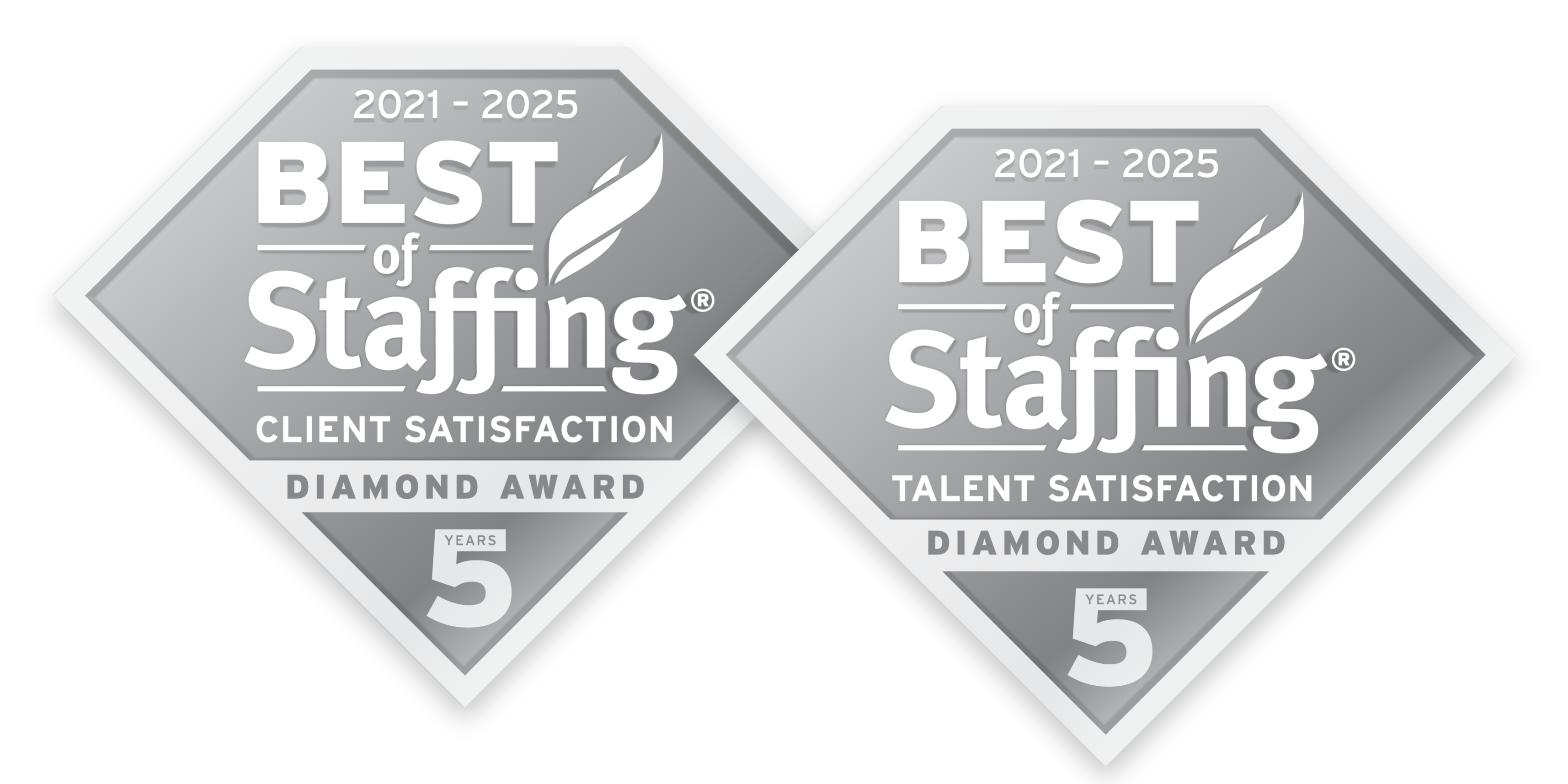 ClearlyRated's Best of Staffing 2025 Diamond Award logos for client and talent excellence