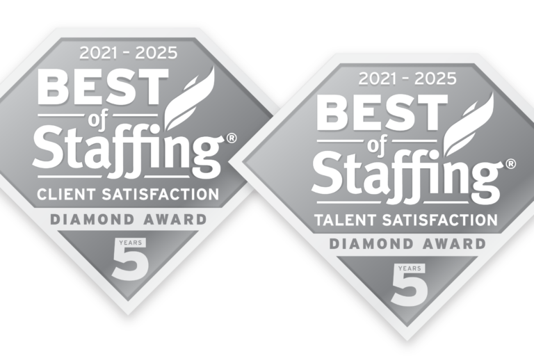 ClearlyRated's Best of Staffing 2025 Diamond Award logos for client and talent excellence